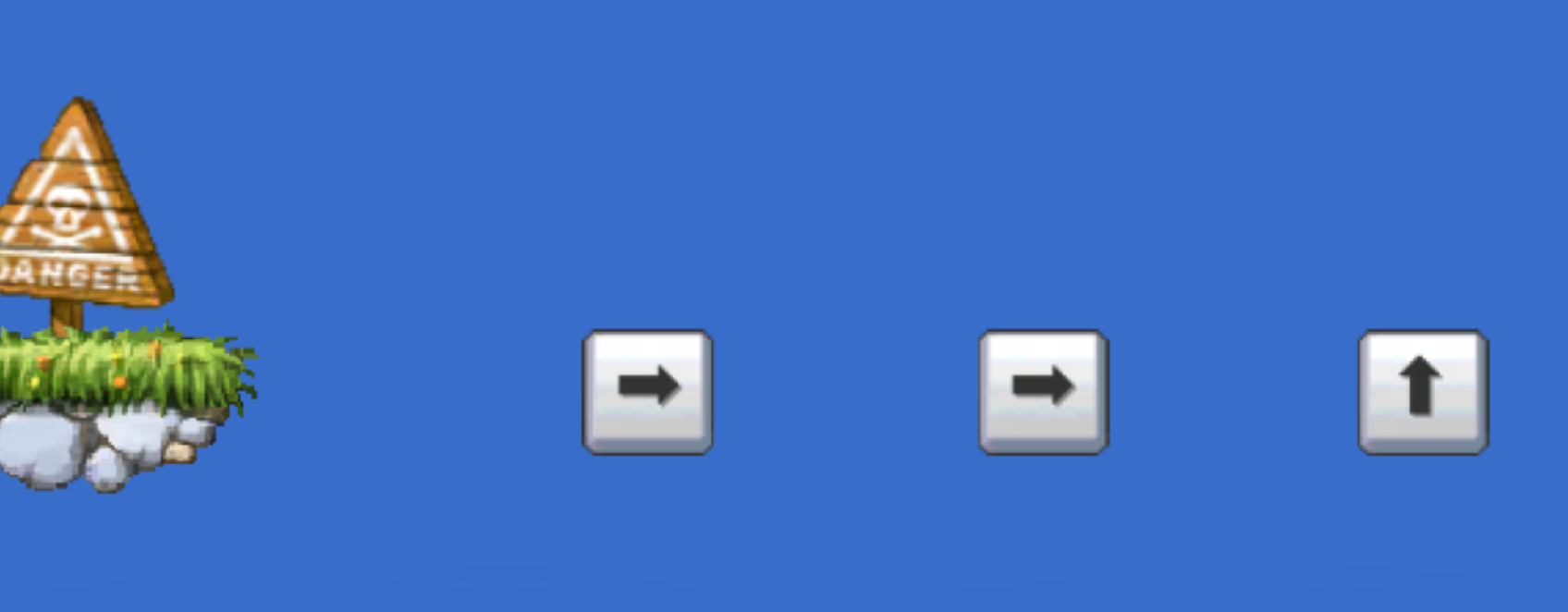 방향키 블록 구간을 점프하는 장면